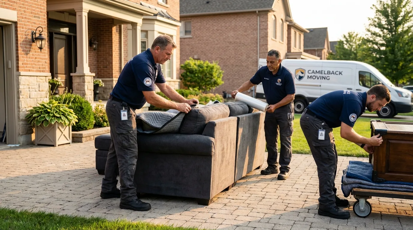 Large estate moving crew wrapping furniture in Rolesville, NC